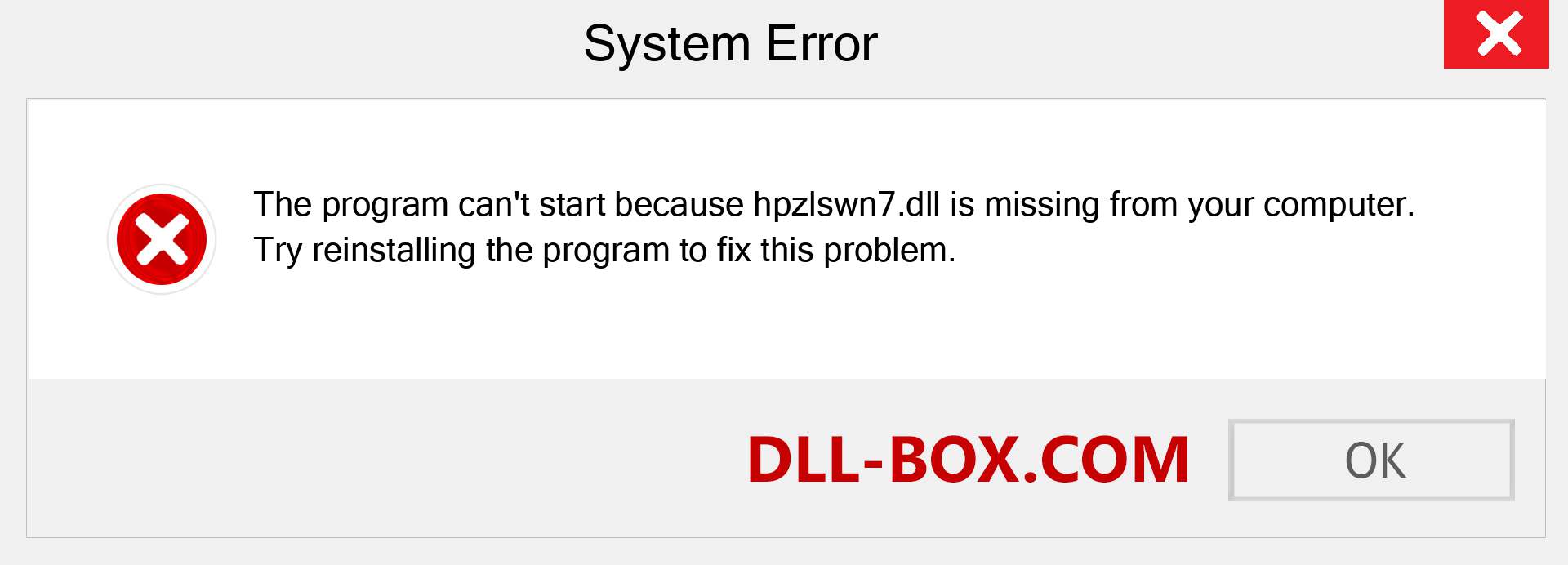  hpzlswn7.dll file is missing?. Download for Windows 7, 8, 10 - Fix  hpzlswn7 dll Missing Error on Windows, photos, images